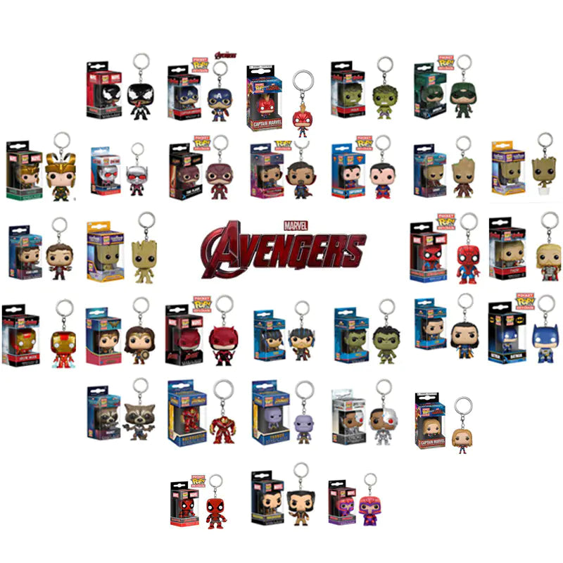 Avengers DC Heroes Keychains: Superman, Iron Man, Thanos