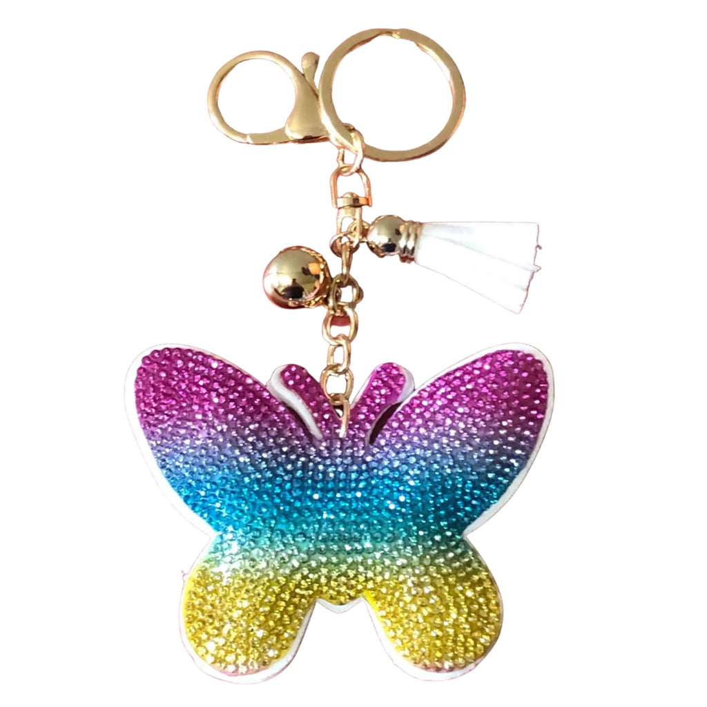 Popfizzy Butterfly Keychains for Girls and Women Bling Backpack Key Chain Rhinestone Purse Charms