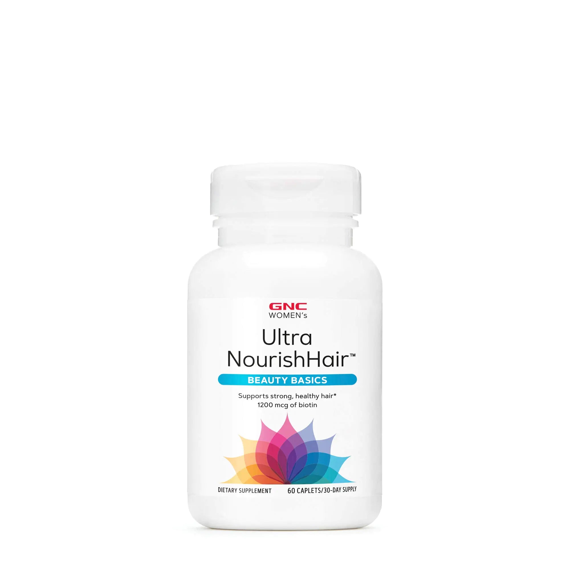 GNC Womens Ultra NourishHair Vitamins | Supports Healthy Hair Skin and Nails | Biotin with Vitamins C E and Zinc | Daily Supplement | 60 Caplets